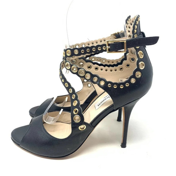 L.K. Bennett Leah Pumps Black Strappy Gold‎ Grommet - Picture 10 of 12